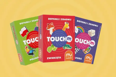 Trzy gry "Dotknij i zgadnij" od Muduko: "Polska", "Zwierzęta" i "Kultura". Zachęcają do zabawy i odkrywania świata, wystarczy je dotknij!