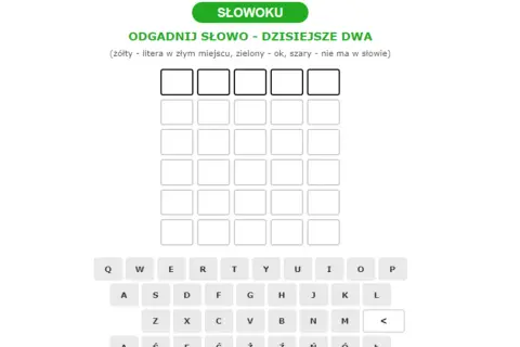 Gra "Odgadnij słowo" w stylu kurnik uno. Puste pola czekają na litery, a klawiatura pod spodem pomoże w zgadywaniu.